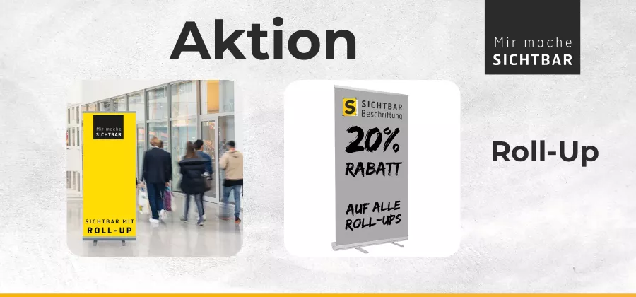 Banner Aktion September 2024 Roll-Up SICHTBAR Beschriftung Belp