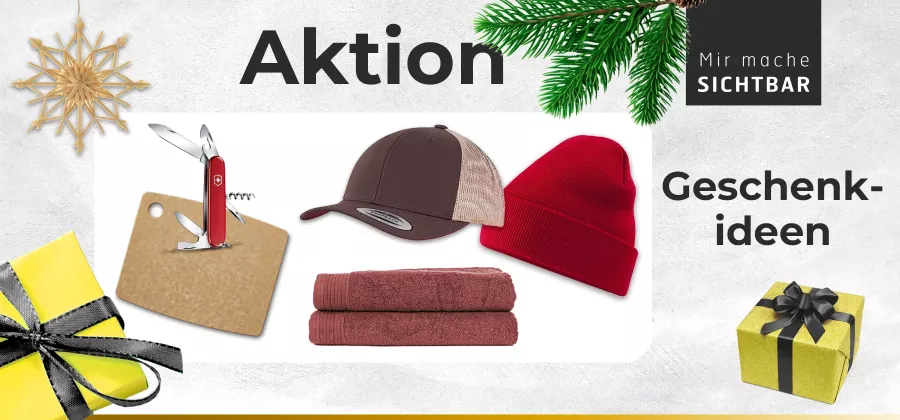 Banner Aktion Oktober 2024 Geschenkideen Weihnachten SICHTBAR Beschriftung Belp