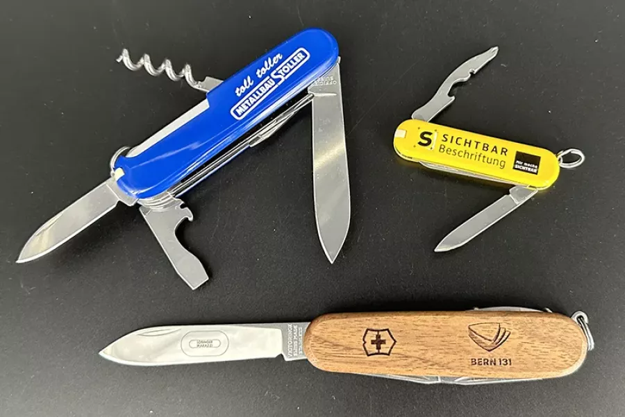 Werbeartikel Victorinox Sackmesser Taschenmesser SICHTBAR Beschriftung Belp